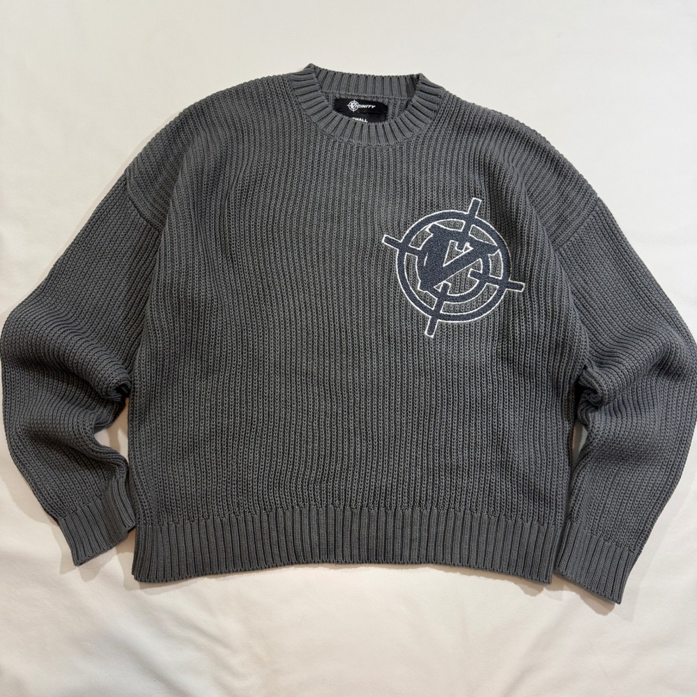 Vicinity Knit Sweater Mens Small Grey Excellent Target Logo Streetwear Boxy